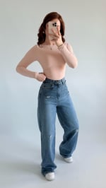 Yüksek Bel Wide Leg Plazzo Jean Açık Mavi