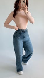 Yüksek Bel Wide Leg Plazzo Jean Açık Mavi