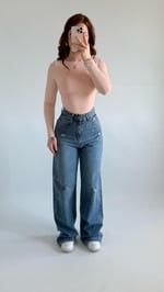 Yüksek Bel Wide Leg Plazzo Jean Açık Mavi