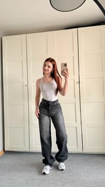 Yüksek Bel Wide Leg Plazzo Jean Antrasit
