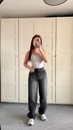 Yüksek Bel Wide Leg Plazzo Jean Antrasit