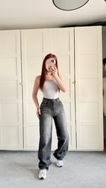 Yüksek Bel Wide Leg Plazzo Jean Antrasit