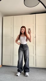 Yüksek Bel Wide Leg Plazzo Jean Antrasit
