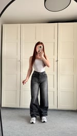 Yüksek Bel Wide Leg Plazzo Jean Antrasit