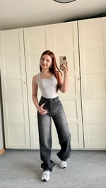 Yüksek Bel Wide Leg Plazzo Jean Antrasit