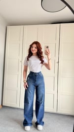 Yüksek Bel Wide Leg Plazzo Jean Koyu Mavi