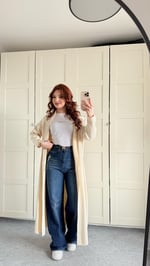 Yüksek Bel Wide Leg Plazzo Jean Koyu Mavi