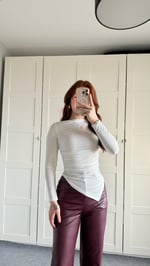 Zara Asimetrik Uzun Kol Bluz Beyaz