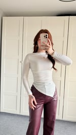 Zara Asimetrik Uzun Kol Bluz Beyaz