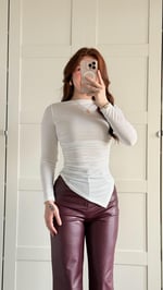Zara Asimetrik Uzun Kol Bluz Beyaz