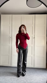 Zara Asimetrik Uzun Kol Bluz Bordo