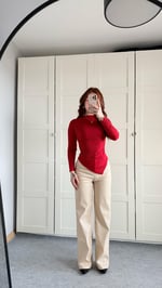 Zara Asimetrik Uzun Kol Bluz Kırmızı
