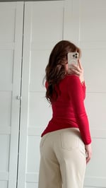 Zara Asimetrik Uzun Kol Bluz Kırmızı