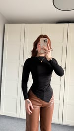 Zara Asimetrik Uzun Kol Bluz Siyah