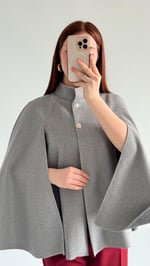 Zara Kaşe Panço Düğmeli Gri