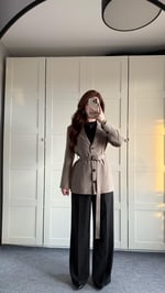 Zara Tasarım Blazer Ceket Vizon