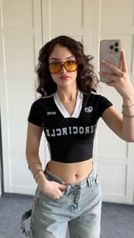 Zero V Yaka Crop Siyah