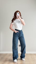 ZR Wide Rise Yüksek Bel Pantolon Koyu Mavi