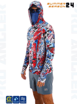 Balıkçı Giyim Fujin Pro Angler S24 Buff Hoodie Makai Blue Red