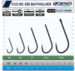 Tekli İğneler Owner 5123 Ebi Baitholder Black Chrome İğne