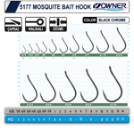 Tekli İğneler Owner 5177 Mosquito Hook Black Chrome Sinek İğne
