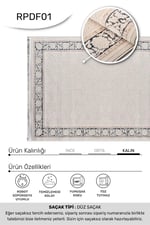DENİZ -Krem / Lacivert-Oturma Odası,Salon- Robot Süpürgeye Uyumlu -Kolay Temizlenebilir