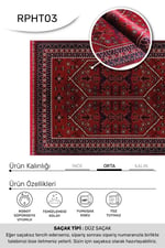 TALYA- Kırmızı / Lacivert - Sabit Ölçü- Oturma Odası,Salon - Robot Süpürgeye Uyumlu-Kolay Temizlenebilir