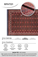 TALYA- Kırmızı/lacivert- Oturma Odası,Salon - Robot Süpürgeye Uyumlu-Kolay Temizlenebilir
