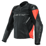 DAINESE/RACING 4  LEATHER BLACK/FLUO-RED