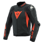 DAINESE/SUPER SPEED 4 LTHR JCKT BLK-MATT FLUO RED