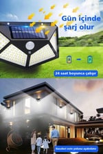 1 Adet Solar Güneş Enerjili Hareket Sensörlü 4 Taraflı Bahçe Garaj Ev Aydınlatma Lambası
