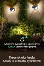 1 Adet Solar Güneş Enerjili Hareket Sensörlü 4 Taraflı Bahçe Garaj Ev Aydınlatma Lambası