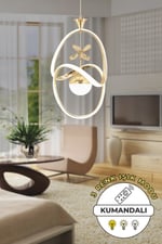 Gold Modern Sarkıt Avize 3 Renk Işık Salon Mutfak Yatak Odası