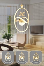 Gold Modern Sarkıt Avize 3 Renk Işık Salon Mutfak Yatak Odası