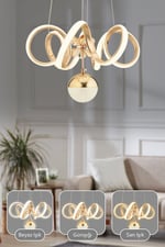 Hale Gold Modern Sarkıt Avize 3 Renk Işık Salon Mutfak Yatak Odası