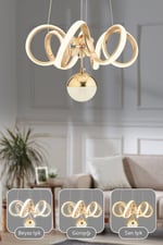 Hale Gold Modern Sarkıt Avize 3 Renk Işık Salon Mutfak Yatak Odası