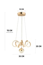 Hale Gold Modern Sarkıt Avize 3 Renk Işık Salon Mutfak Yatak Odası