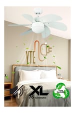 KCF281 60w 30 Inç Beyaz Altı Kanatlı Lambalı Ipli Tavan Vantilatörü