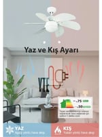 KCF281 Beyaz Ahşap Tavan Armatür Vantilatör 60W