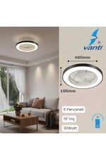 Ledli Dekoratif Tavan Vantilatör Siyah 30W KCF297