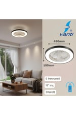 Ledli Dekoratif Tavan Vantilatör Siyah 30W KCF297