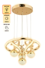 Liva Gold Modern Sarkıt Avize 3 Renk Işık Salon Mutfak Yatak Odası