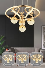 Liva Gold Modern Sarkıt Avize 3 Renk Işık Salon Mutfak Yatak Odası