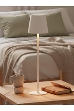 Modern Mantar Tasarımlı Şarjlı Masa Lambası BEYAZ (3 Farklı Işık Tonu, Dokunmatik Dimmer, Type-C)