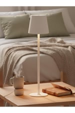 Modern Mantar Tasarımlı Şarjlı Masa Lambası BEYAZ (3 Farklı Işık Tonu, Dokunmatik Dimmer, Type-C)