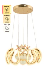 Neva Gold Modern Sarkıt Avize 3 Renk Işık Salon Mutfak Yatak Odası