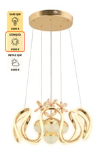 Neva Gold Modern Sarkıt Avize 3 Renk Işık Salon Mutfak Yatak Odası