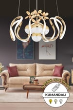 Neva Gold Modern Sarkıt Avize 3 Renk Işık Salon Mutfak Yatak Odası