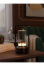 Premium Loft Serisi Cam Tasarım Masa Lambası Siyah Retro Ambiyans Aydınlatma