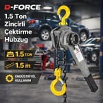 D-FORCE 1.5 Ton Zincirli Çektirme Hubzug 1.5 Metre Zincir
